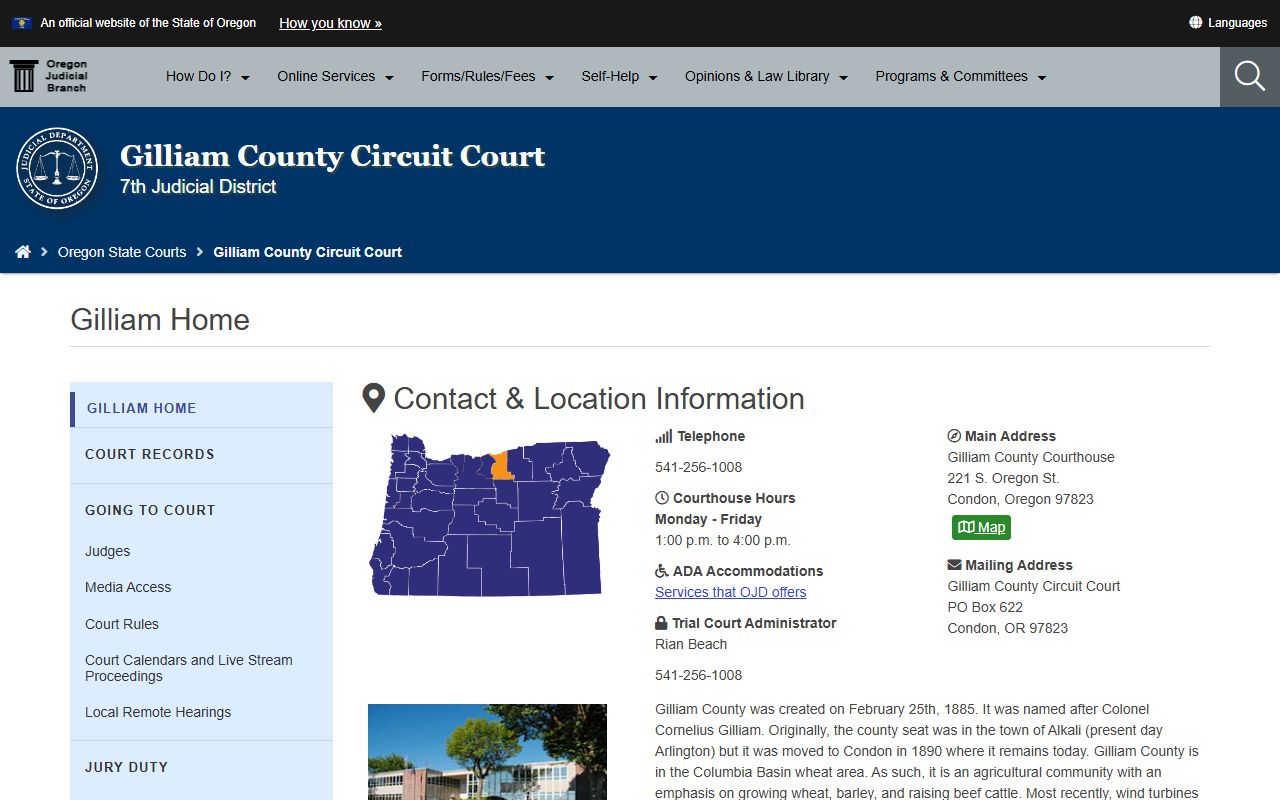 Gilliam County court records Circuit Court home page