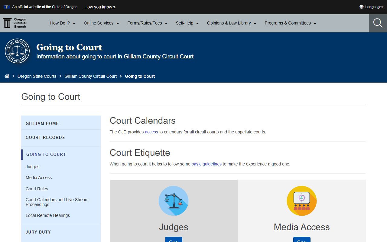 Gilliam County court records going to court resources