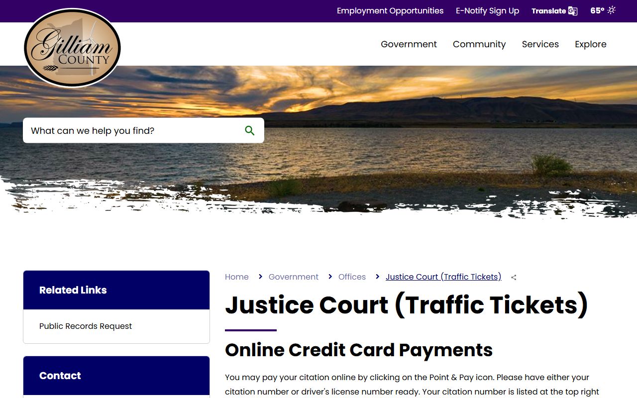 Gilliam County court records Justice Court traffic and municipal cases