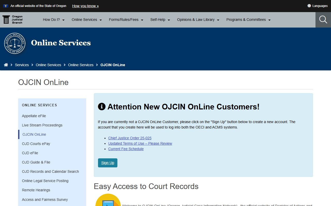 Gilliam County court records OJCIN Online access