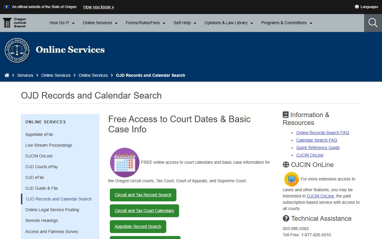 Gilliam County court records OJD records and calendar search