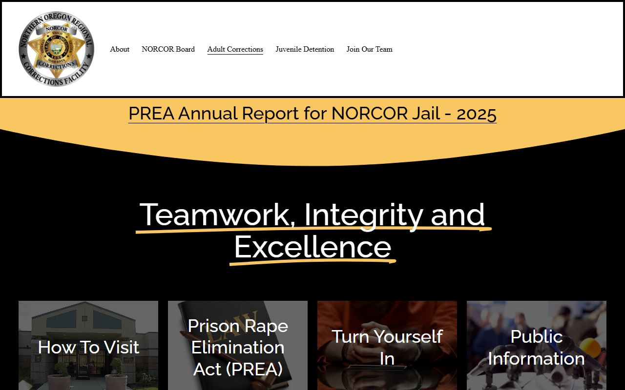 Gilliam County inmate records NORCOR adult corrections facility information